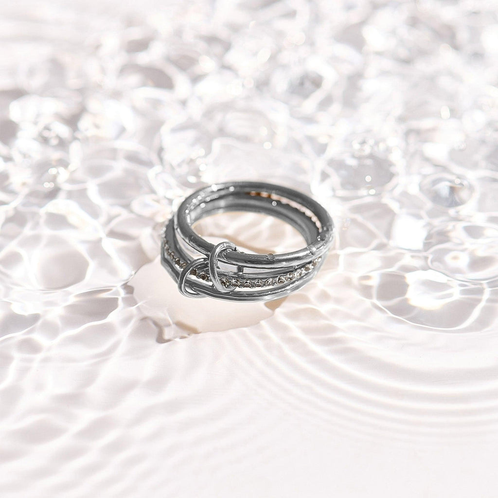Evry Jewels Stacked Linked Crystal Band Ring
