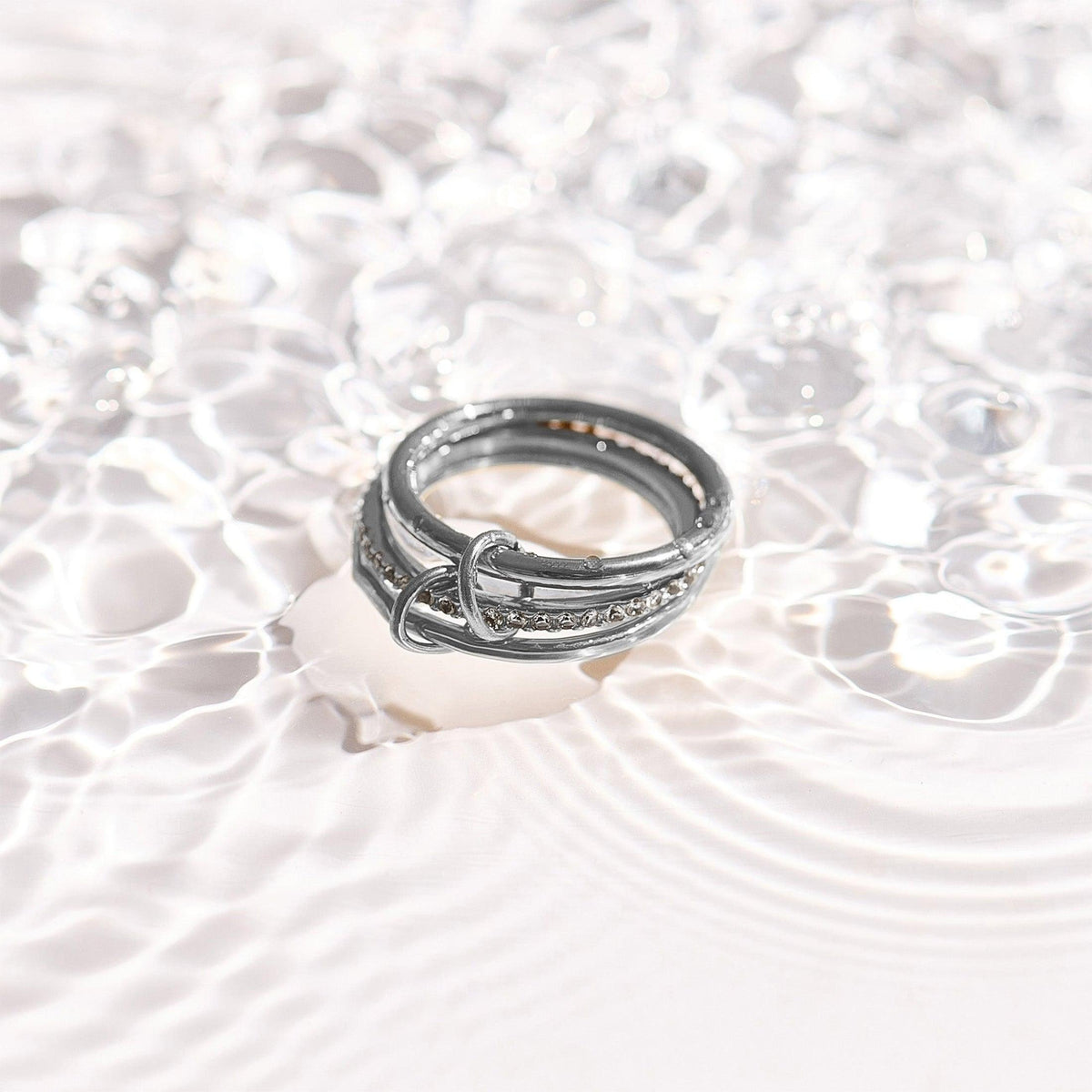 Evry Jewels Stacked Linked Crystal Band Ring