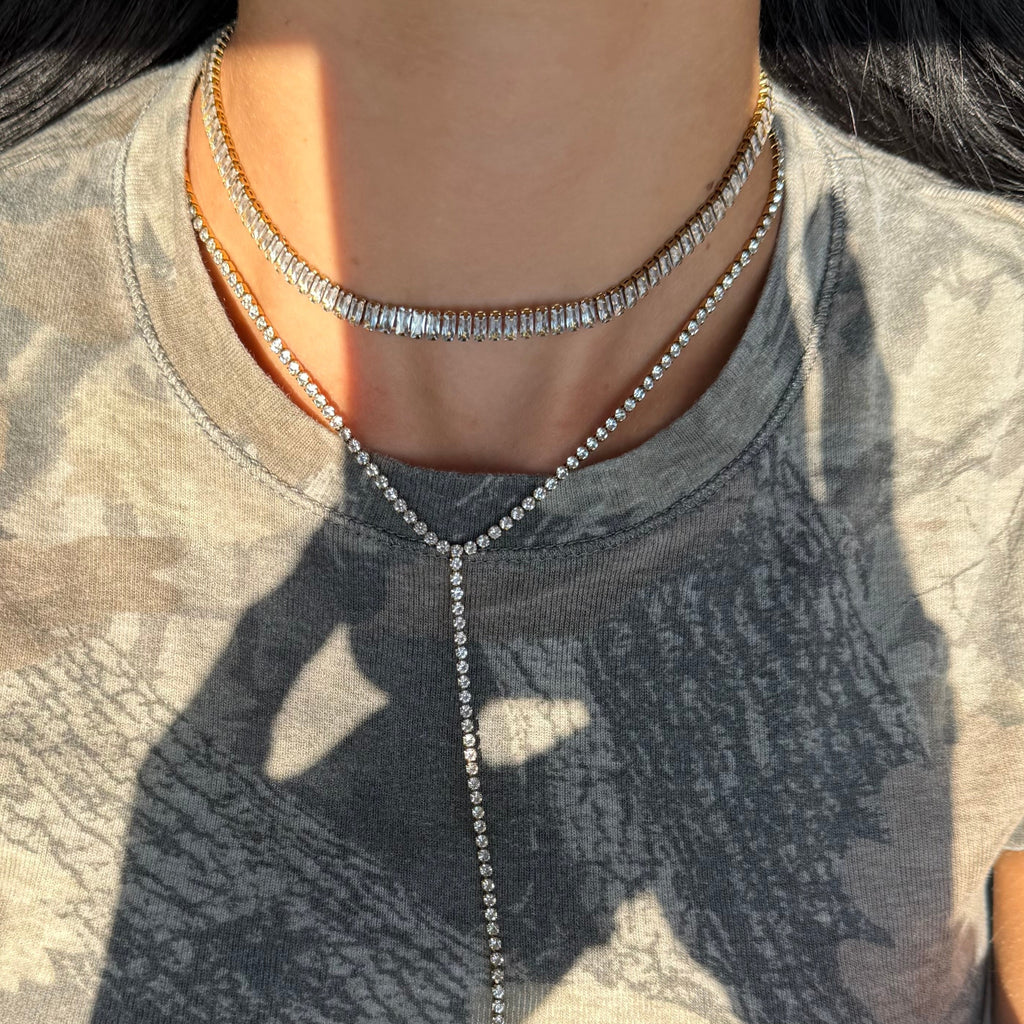 Evry Jewels Frost Beam Tennis Choker Necklace
