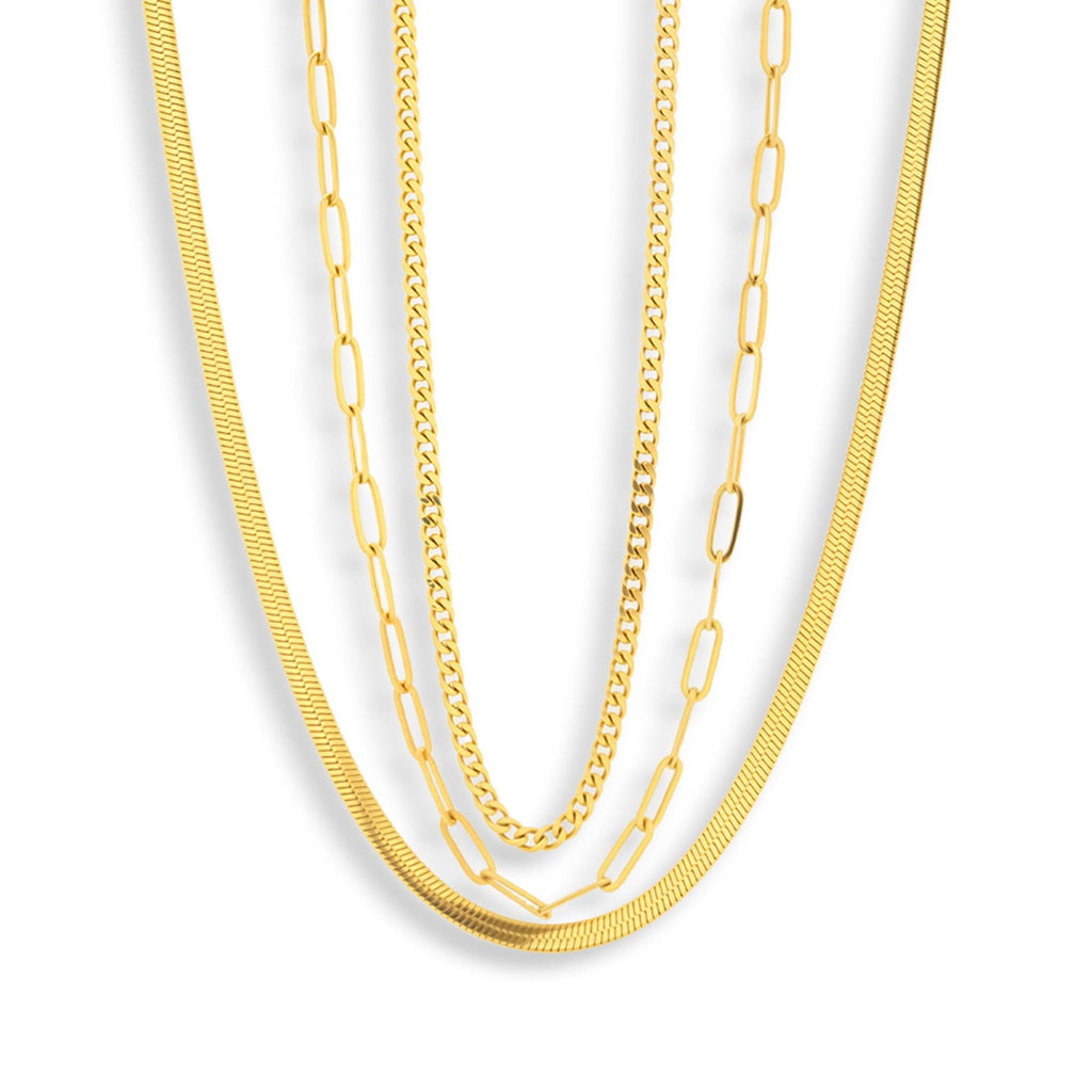 Evry Jewels Triple Layer Chain Necklace Set