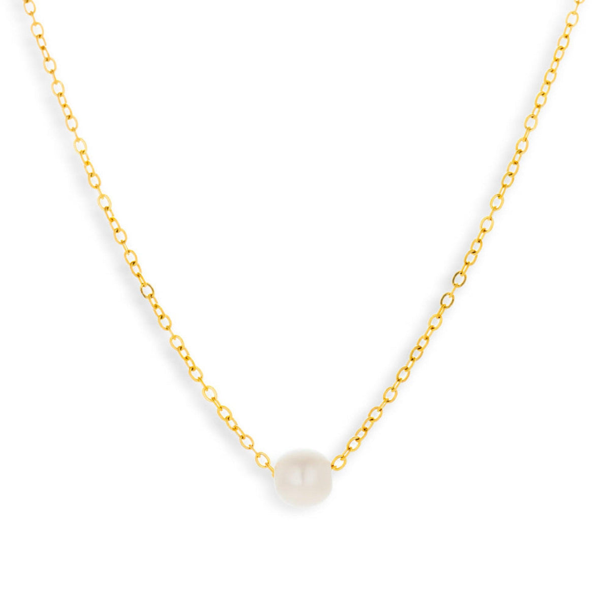 Evry Jewels Single Pearl Drop Necklace