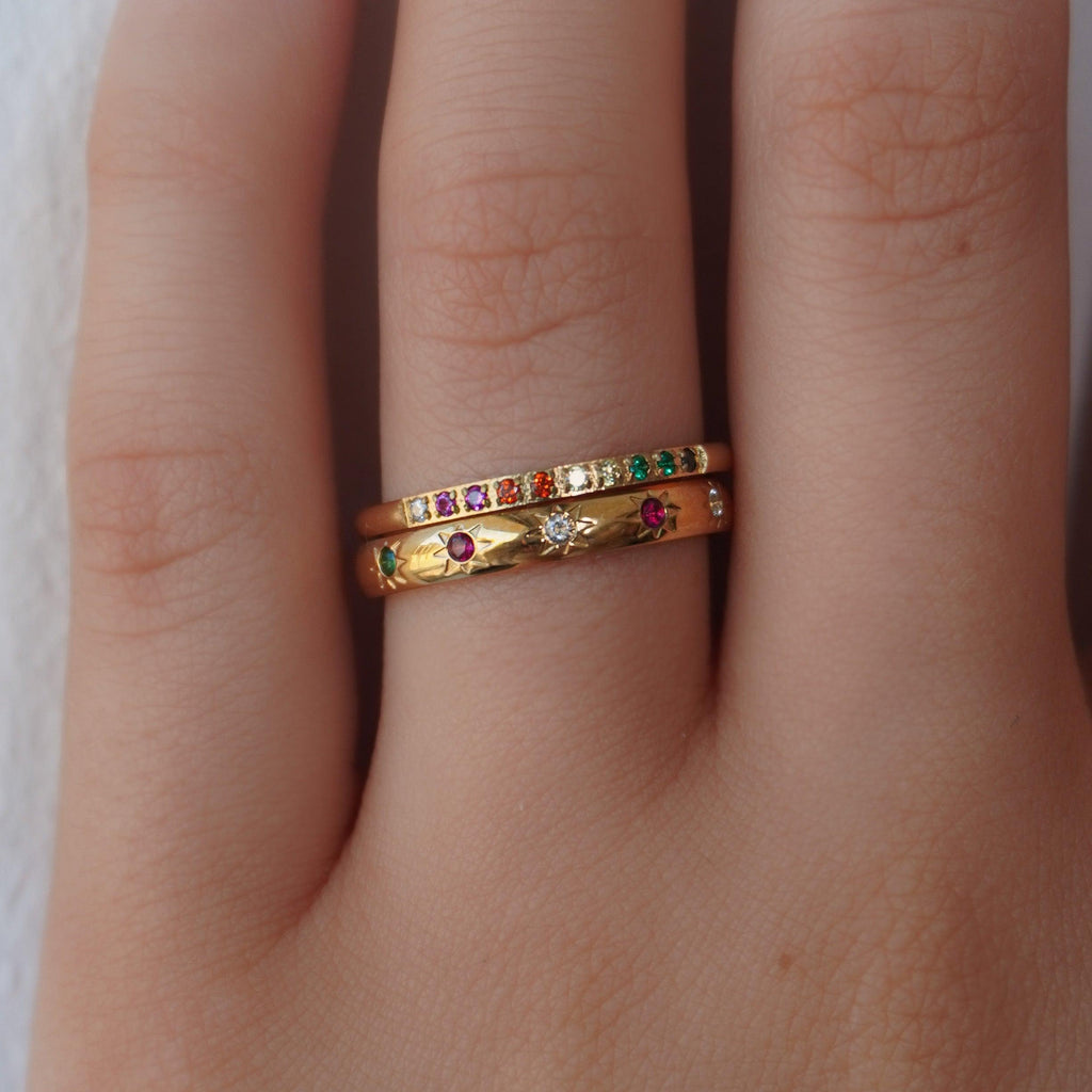 Evry Jewels Rainbow's End 2-Piece Ring Set