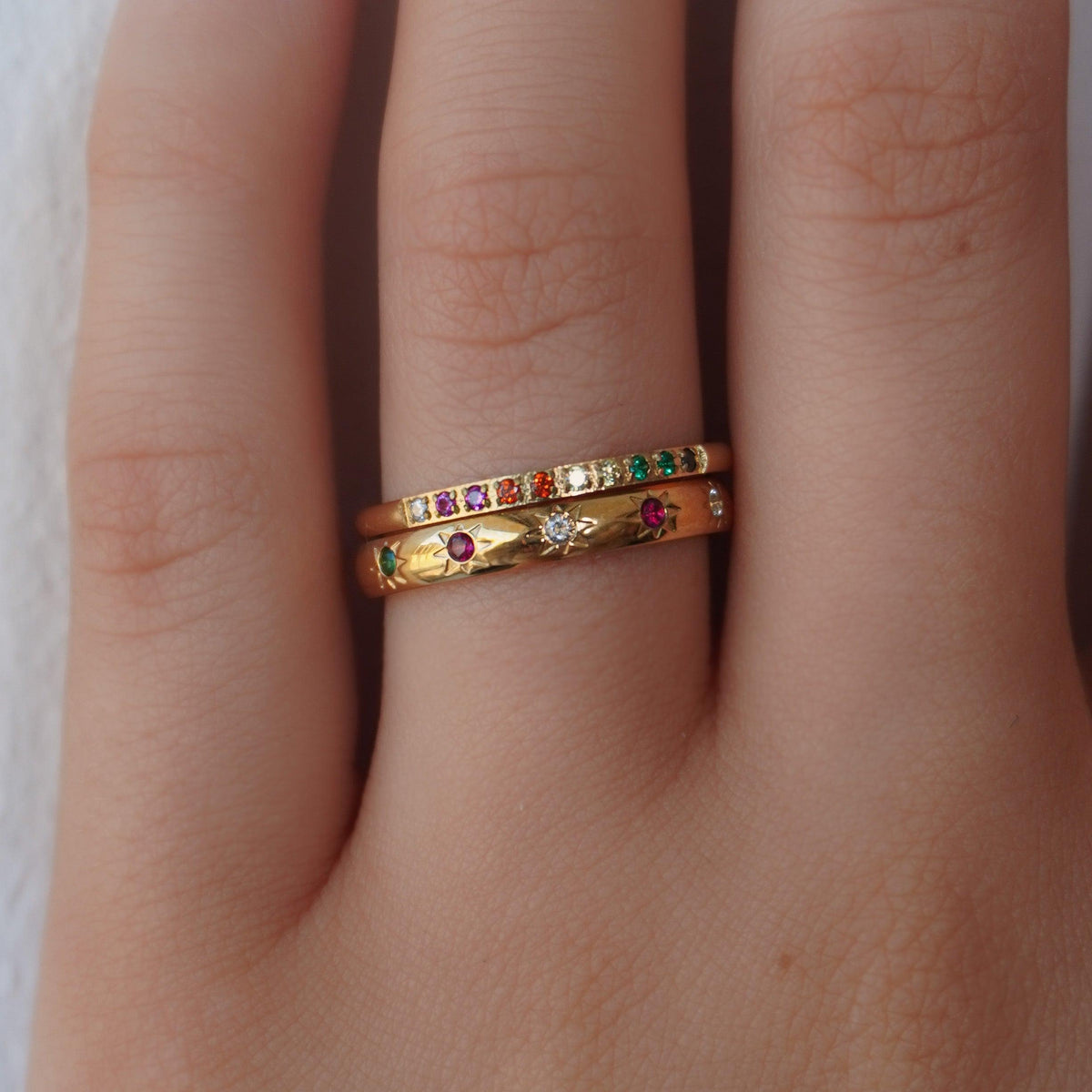 Evry Jewels Rainbow's End 2-Piece Ring Set