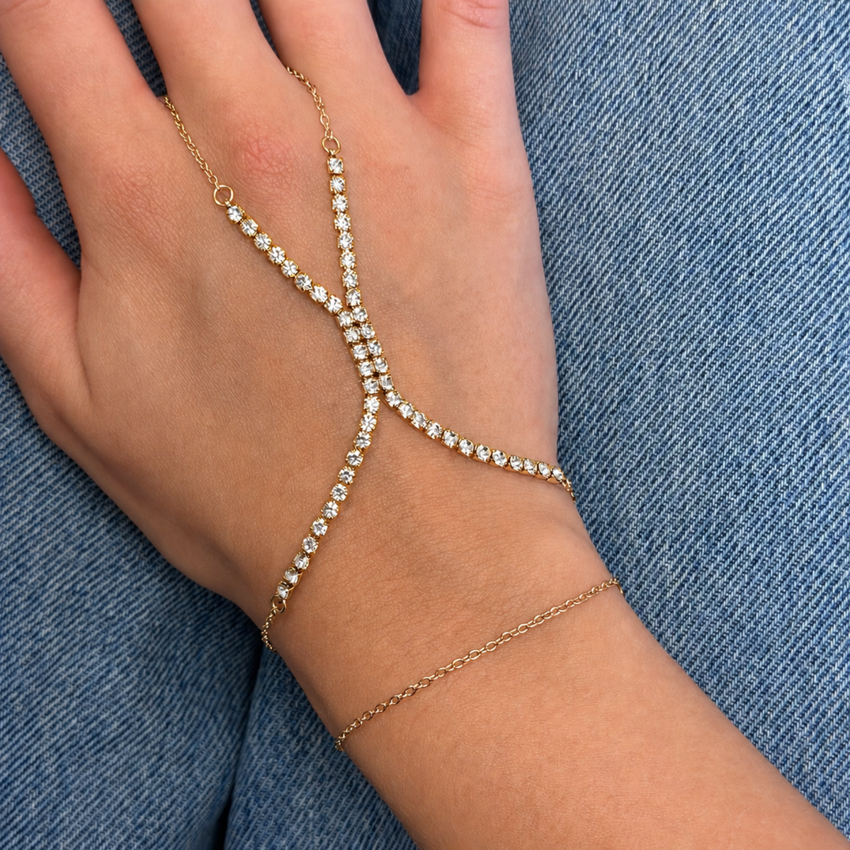 Evry Jewels Frosted Tennis Hand Chain