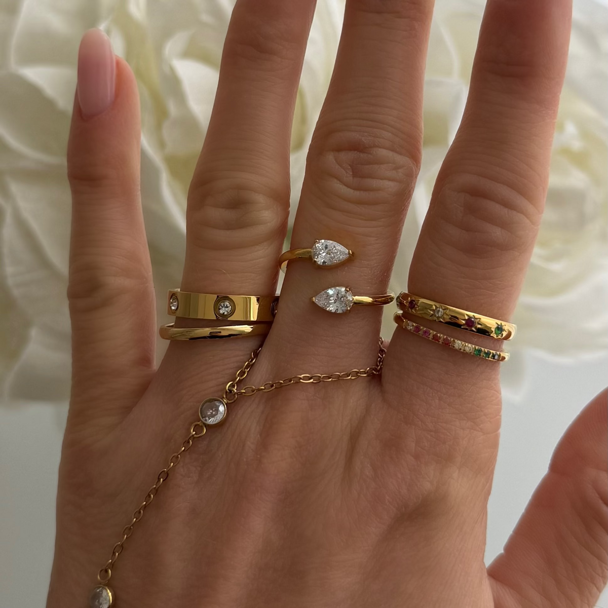 Evry Jewels Rainbow's End 2-Piece Ring Set