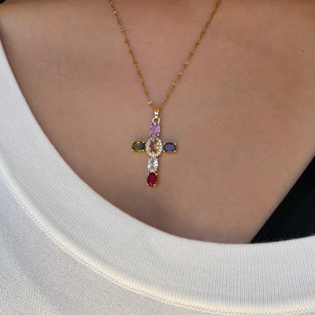 Evry Jewels Heavenly Glow Cross Necklace