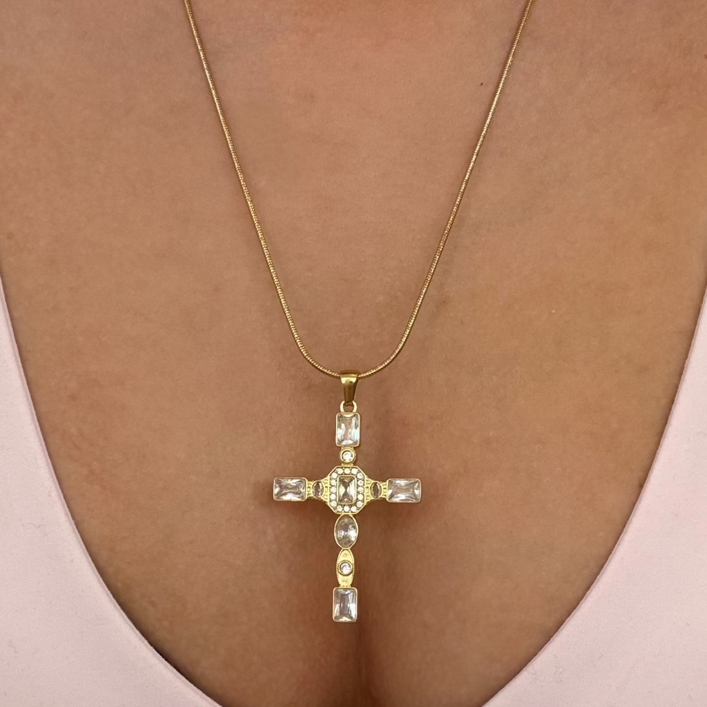 Evry Jewels Gem Up Cross Necklace