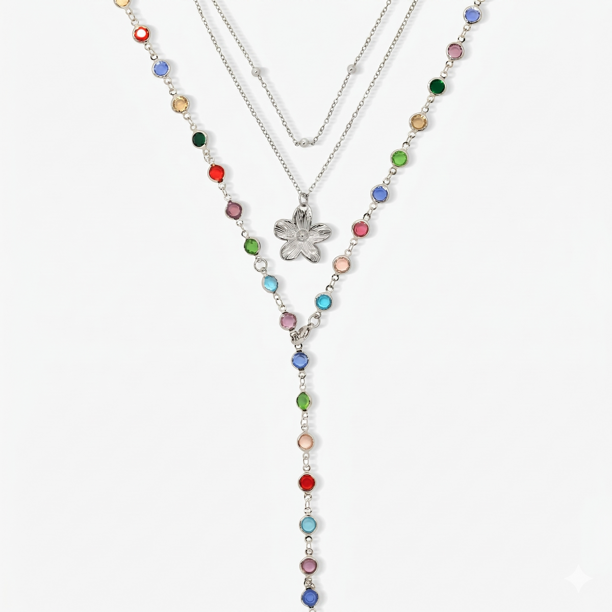 Evry Jewels Sunset Glow Rainbow Necklace Set