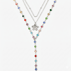 Evry Jewels Sunset Glow Rainbow Necklace Set