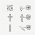 Evry Jewels Simply Yours Flat Back 3 Piece Earring Set