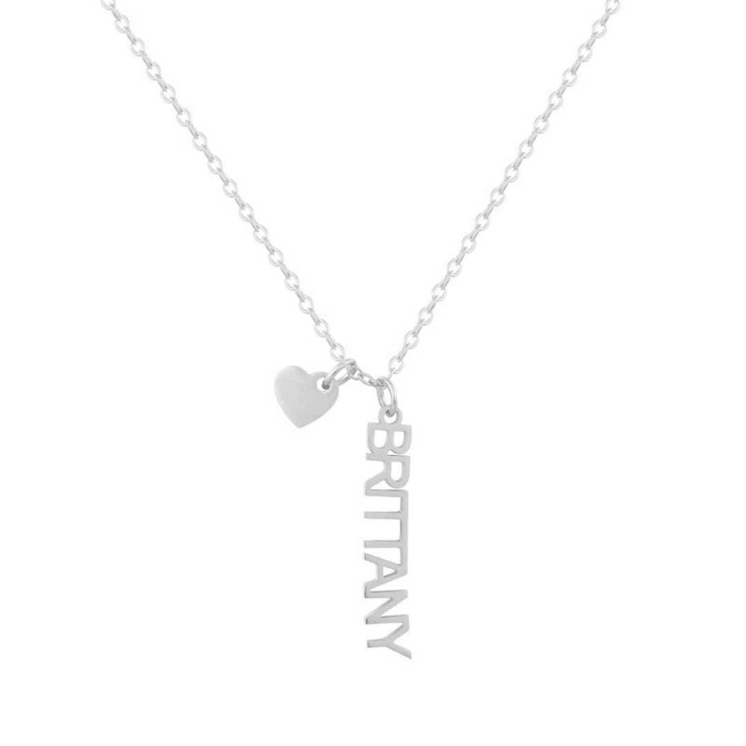 Evry Jewels Custom/Personalized Mini Vertical Charm Nameplate Necklace