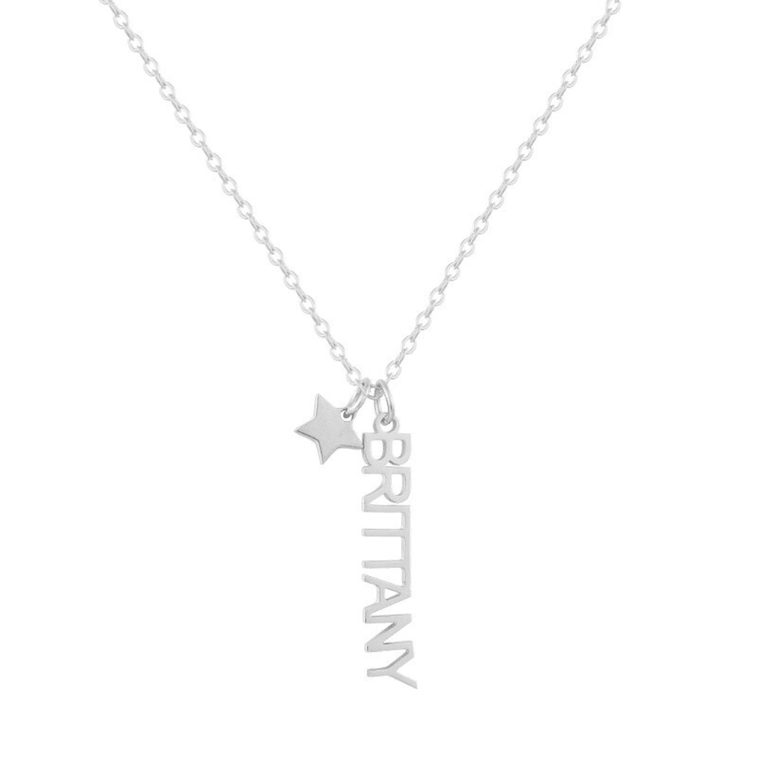 Evry Jewels Custom/Personalized Mini Vertical Charm Nameplate Necklace