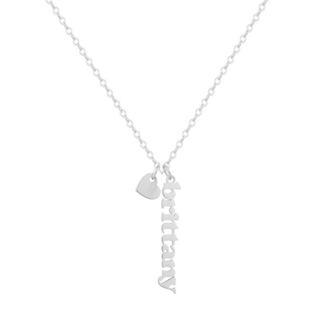 Evry Jewels Custom/Personalized Mini Vertical Charm Nameplate Necklace