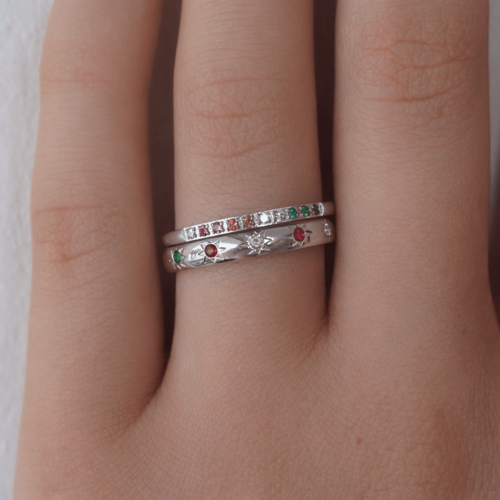 Evry Jewels Rainbow's End 2-Piece Ring Set