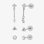 Evry Jewels Starry Babe Flat Back 3 Piece Earring Set