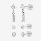 Evry Jewels Sweet Shine Flat Back 3 Piece Earring Set