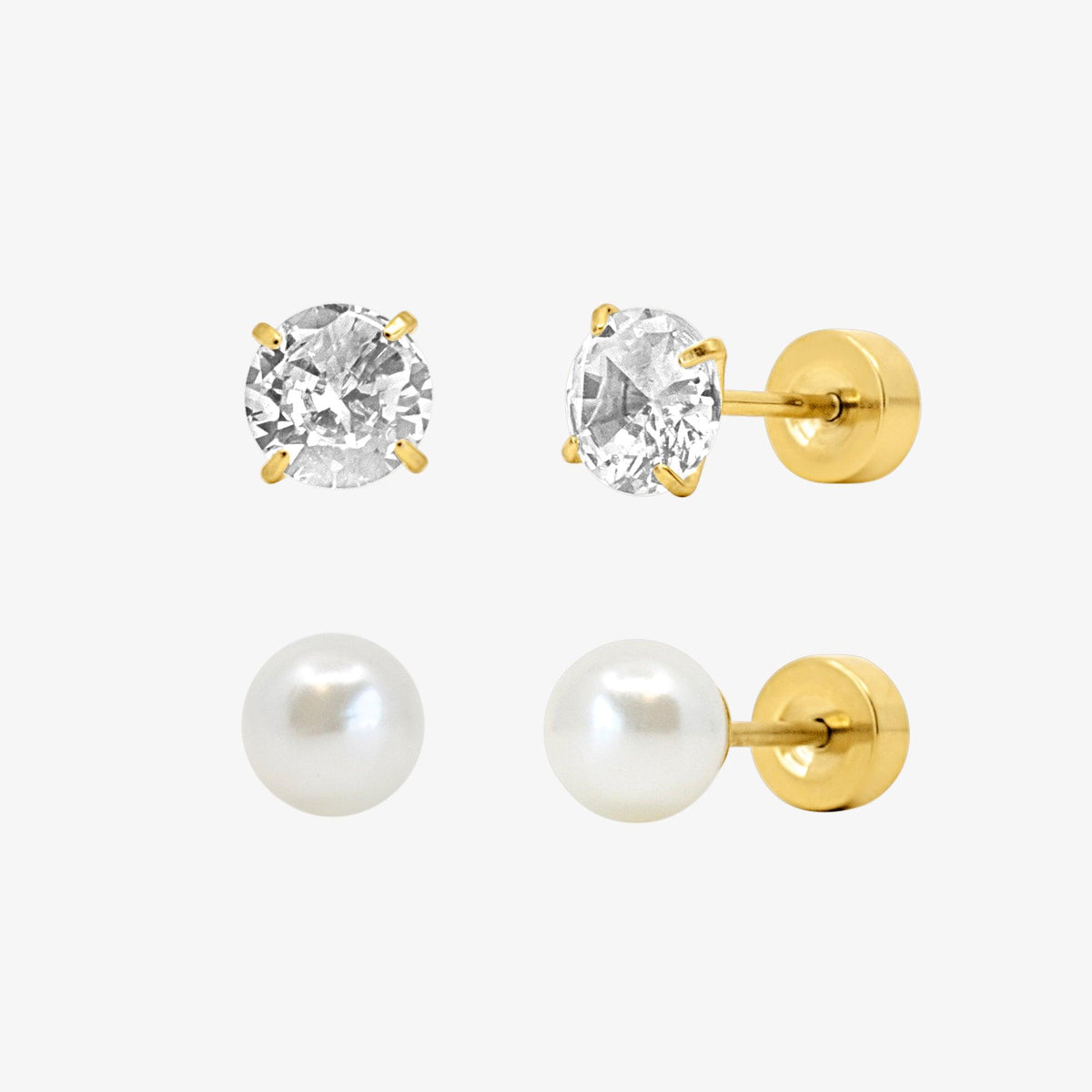 Evry Jewels Timeless Babe Flat Back 2 Piece Earring Set Gold