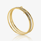 Evry Jewels Champagne Stacked 3-Piece Linked Bangle